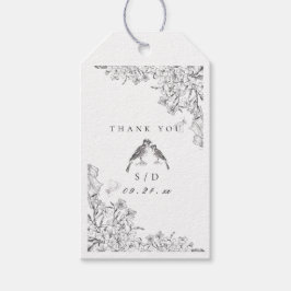 Classic Elegant Black White Floral Wedding  Geschenkanhänger