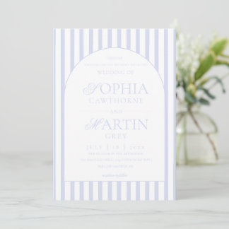 Classic Elegant Blue Striped Wedding  Einladung