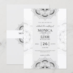 Classic Elegant Boho Mandala Verziert White Weddin Einladung