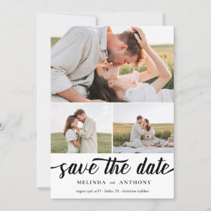 Classic Elegant Bold Script Foto Collage Save The Date