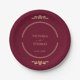 Classic Elegant Burgundy & Gold Wedding  Pappteller