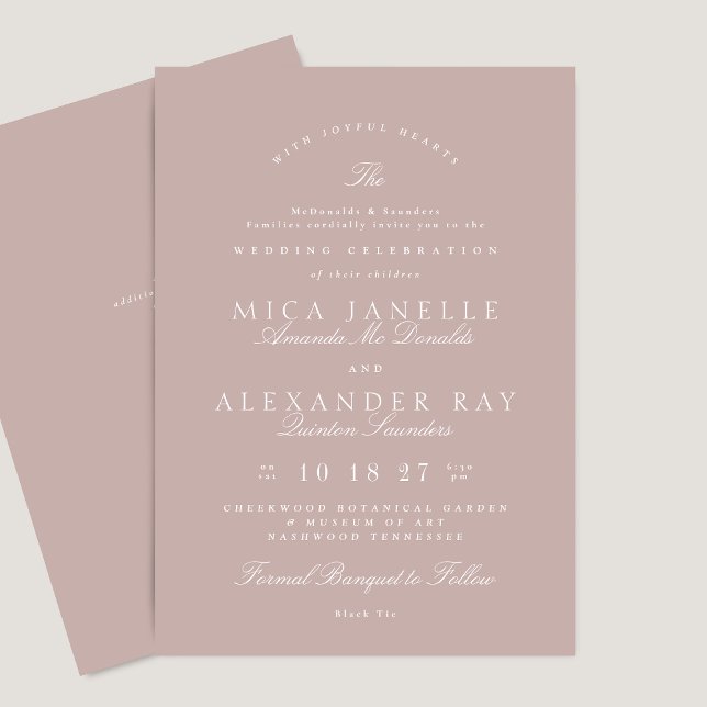 Classic Elegant Calligraphy Formal Pink Taupe Einladung (Von Creator hochgeladen)