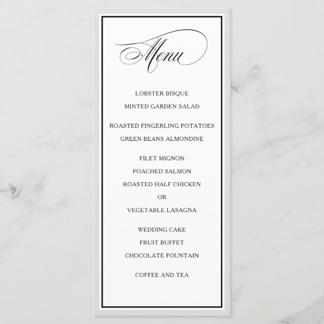 Classic Elegant Calligraphy Script Menu Mariage (Devant)