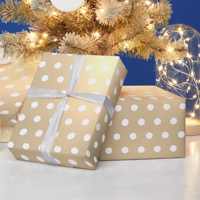 Classic Elegant Christmas Gold White Polka Dots Geschenkpapier (Feiertage)