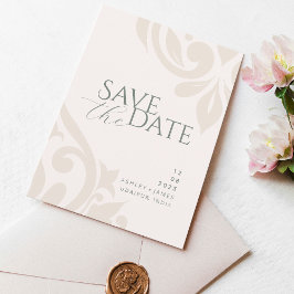 Classic Elegant Damask Typography Photo Wedding Ankündigungspostkarte