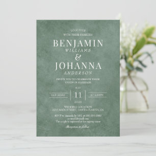 Classic Elegant Eucalyptus Green Wedding Einladung