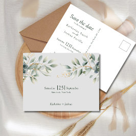 Classic Elegant Eukalyptus Wedding Save the Date Ankündigungspostkarte