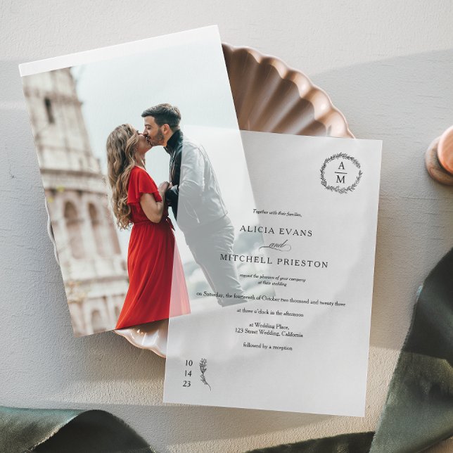 Classic Elegant Floral Monogram Wedding (Classic Elegant Floral Monogram Wedding Vellum Invitations)