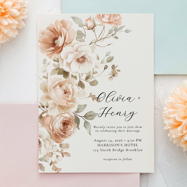 Classic Elegant Floral Wedding Invitation Einladung (Von Creator hochgeladen)