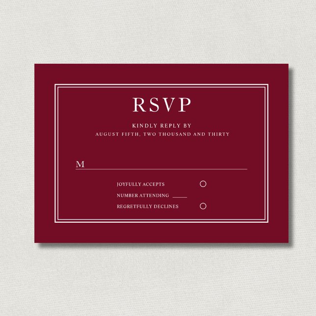 Classic Elegant Formal Burgundy Red Wedding RSVP (Classic Elegant Formal Burgundy Red Wedding RSVP)