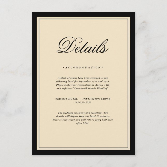 Classic Elegant Frame Wedding Details Enclosure  Begleitkarte (Vorderseite)