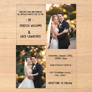 Classic Elegant Gold Foto Wedding Acryleinladungen