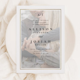 Classic Elegant Gold Foto Wedding Einladung