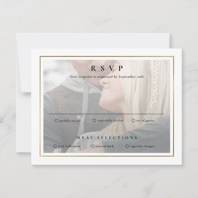 Classic Elegant Gold Foto Wedding RSVP Karte (Vorderseite)