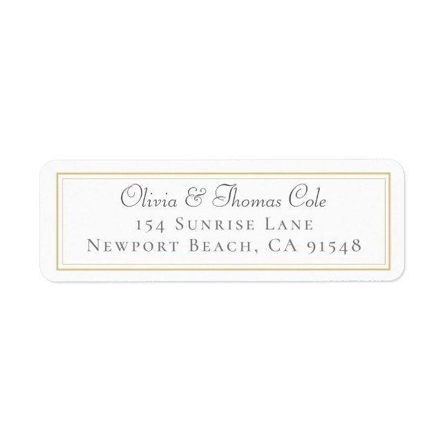 Classic Elegant Gold Frame Wedding Rücksendeadress (Vorne)
