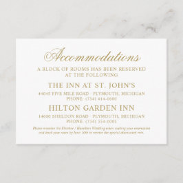 Classic Elegant Gold Hochzeitsunterkünfte Begleitkarte