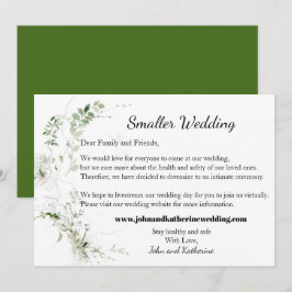 Classic Elegant Green Blätter Kleine Hochzeit Ankündigung