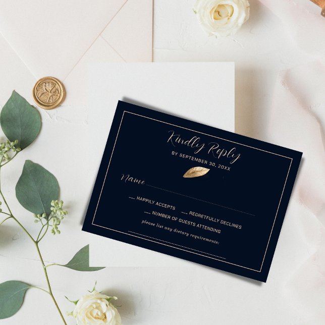 Classic & Elegant I Dark Blue I Wedding RSVP Karte (Von Creator hochgeladen)