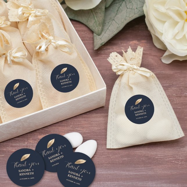 Classic & Elegant I Dark Blue Ich danke Ihnen Runder Aufkleber (Von Creator hochgeladen)