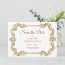 Classic Elegant Ivory White Gold Frame Quinceanera