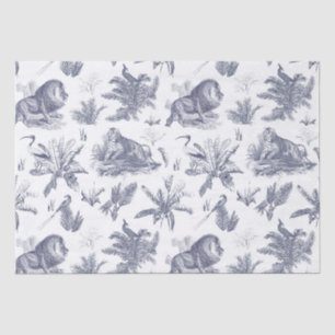 Classic Elegant Lion Tiger Blue Toile Seidenpapier