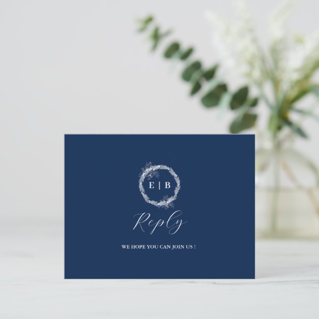Classic Elegant Marine mariage bleu carte postale  (Debout devant)