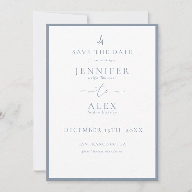 Classic Elegant Monogram Save the Date Einladung (Vorderseite)