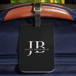 Classic Elegant Monogram und Name Black Gepäckanhänger