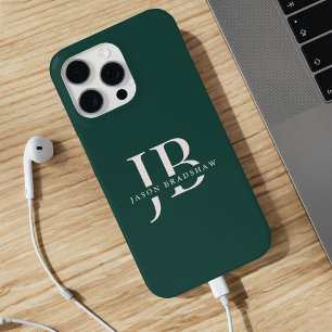 Classic Elegant Monogram und Name Dunkelgrün Case-Mate iPhone Hülle