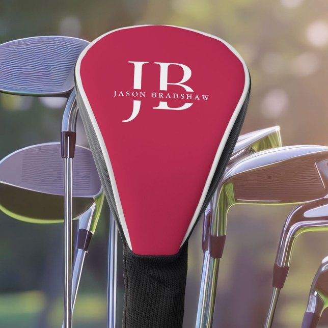 Classic Elegant Monogram und Name Red Golf Headcover (Von Creator hochgeladen)