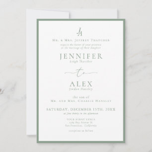 Classic Elegant Monogram Wedding Einladung