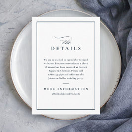 Classic Elegant Navy Blue Wedding Details Begleitkarte