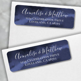 Classic Elegant Navy Blue Wedding Rücksendeadresse