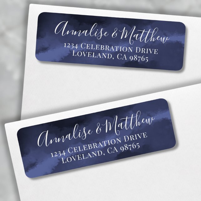Classic Elegant Navy Blue Wedding Rücksendeadresse (Classic Elegant Navy Blue Wedding Return Address label)