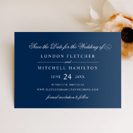 Classic Elegant Navy Blue Wedding Save The Date
