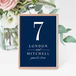 Classic Elegant Navy Blue Wedding Tischnummer