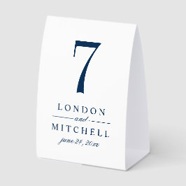 Classic Elegant Navy Blue Wedding Tischnummer Tischaufsteller