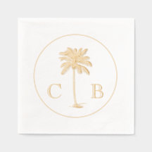 Classic Élégant Palmiers Tropicaux Monogrammes Mar