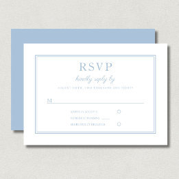 Classic Elegant Powder Blue Script Wedding RSVP Karte