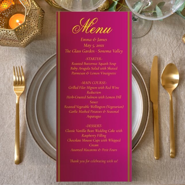 Classic & Elegant Red and Gold Wedding Menu Card (Créateur téléchargé)