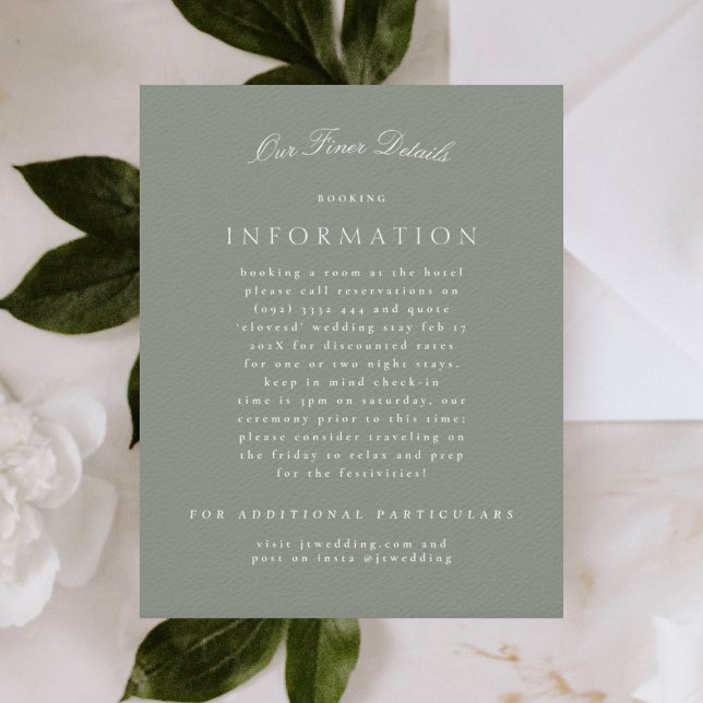 Classic Elegant Sage Green Formal Wedding Begleitkarte (Von Creator hochgeladen)
