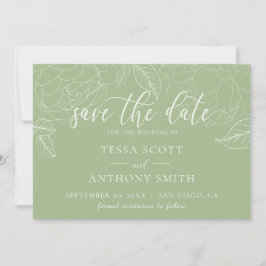 Classic Elegant Sage Green Script Wedding Save The Date