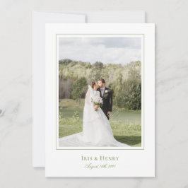 Classic Elegant Sage Green Wedding Photo Dankeskarte