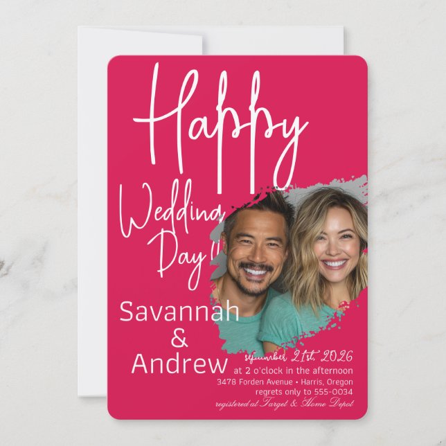 Classic Elegant Script Hochzeit Einladung (Vorderseite)