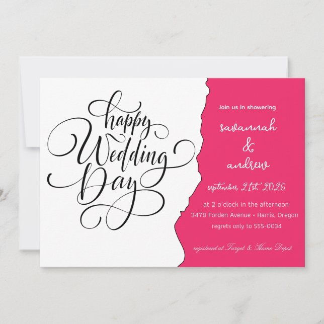 Classic Elegant Script Hochzeit Einladung (Vorderseite)