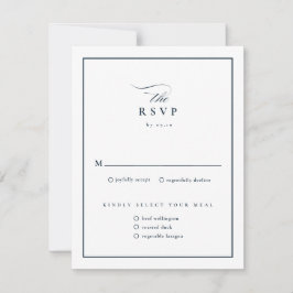 Classic Elegant Script Navy Blue Wedding RSVP Karte