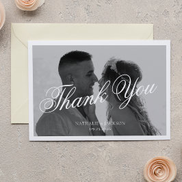 Classic Elegant Script Photo Wedding Dankeskarte