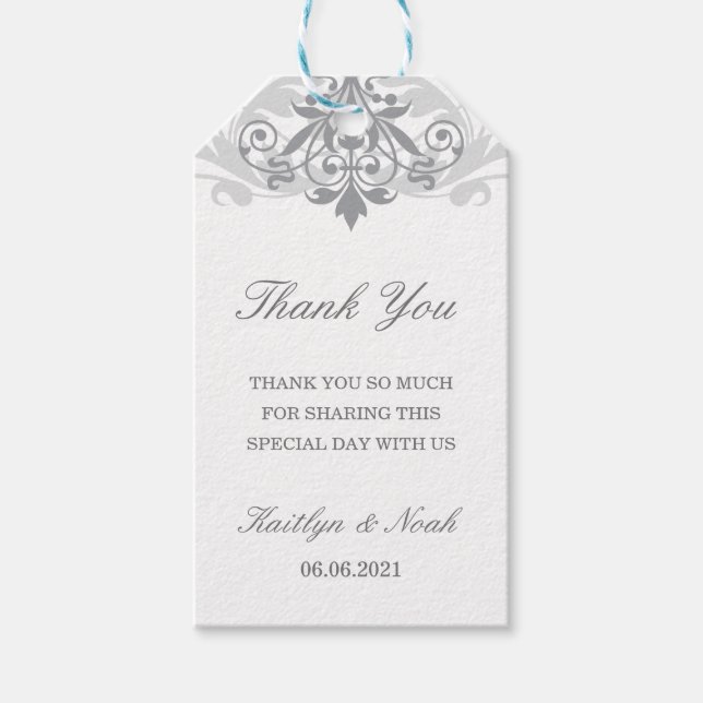Classic & Elegant Silver Wedding Vielen Dank Geschenkanhänger (Vorderseite)