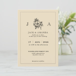 Classic Elegant Simple Floral Wedding Einladung