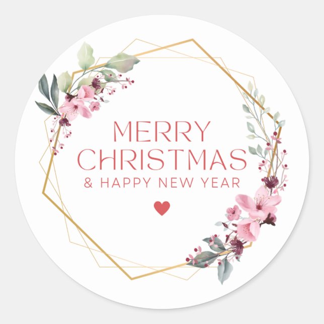 Classic Elegant Stilvoll Moderne frohe Weihnachten Runder Aufkleber (Vorderseite)